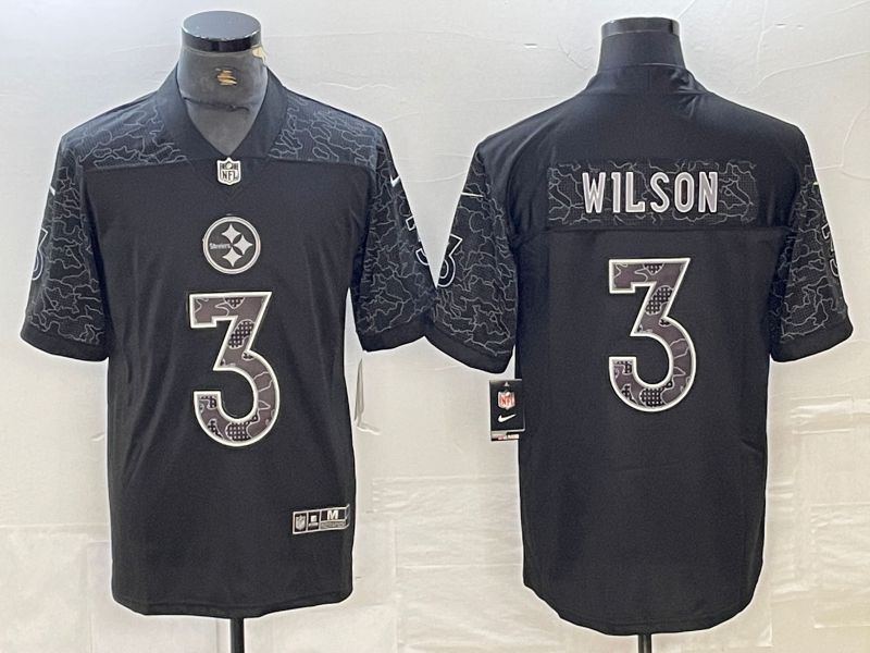 Men Pittsburgh Steelers #3 Wilson Nike Black RFLCTV Limited NFL Jersey->pittsburgh steelers->NFL Jersey